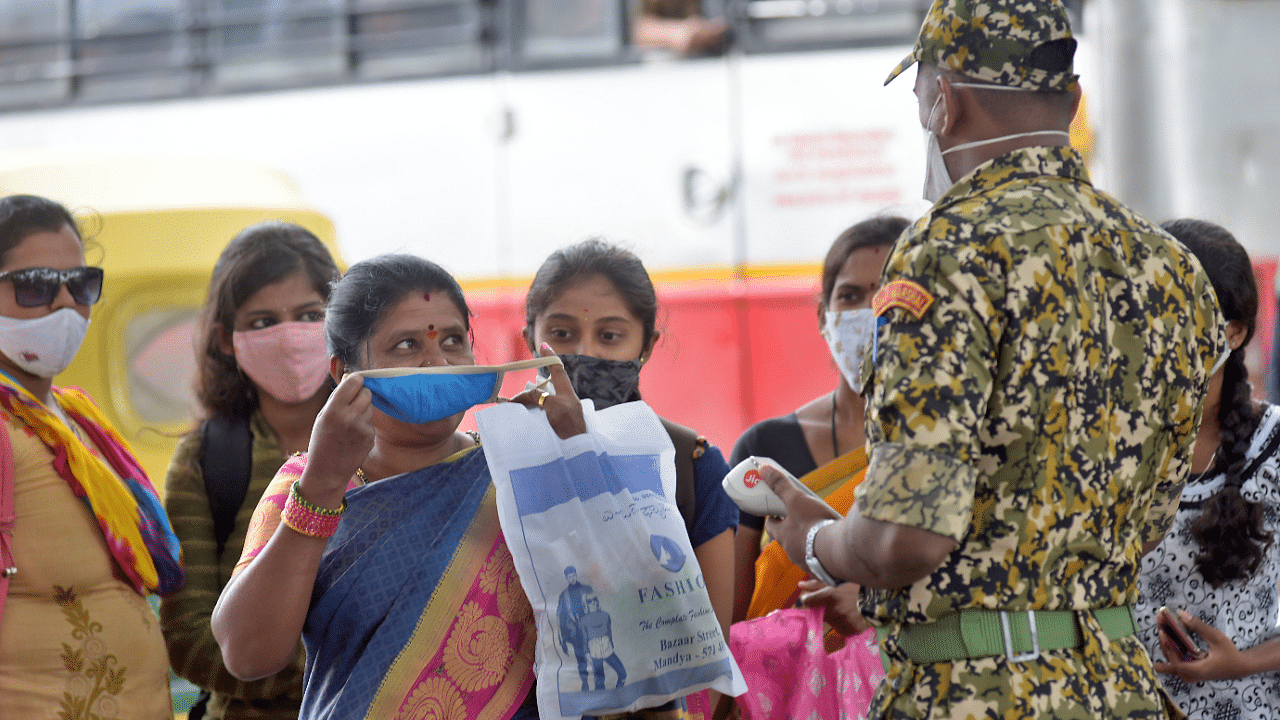 BBMP Marshalls fine people for not wearing face mask at Majestic. Credit: PTI Photo