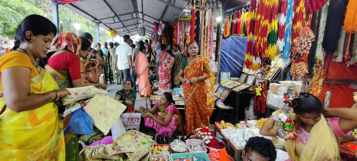 Two days after a group clash, traders open shops in the temple town of Srisailam in Kurnool district of Andhra Pradesh, on Friday. DH PHOTO