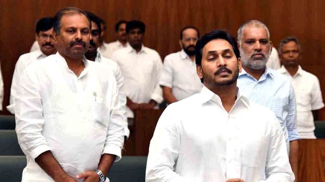 Chief Minister YS Jagan Mohan Reddy in the assembly. Credit: IANS Photo