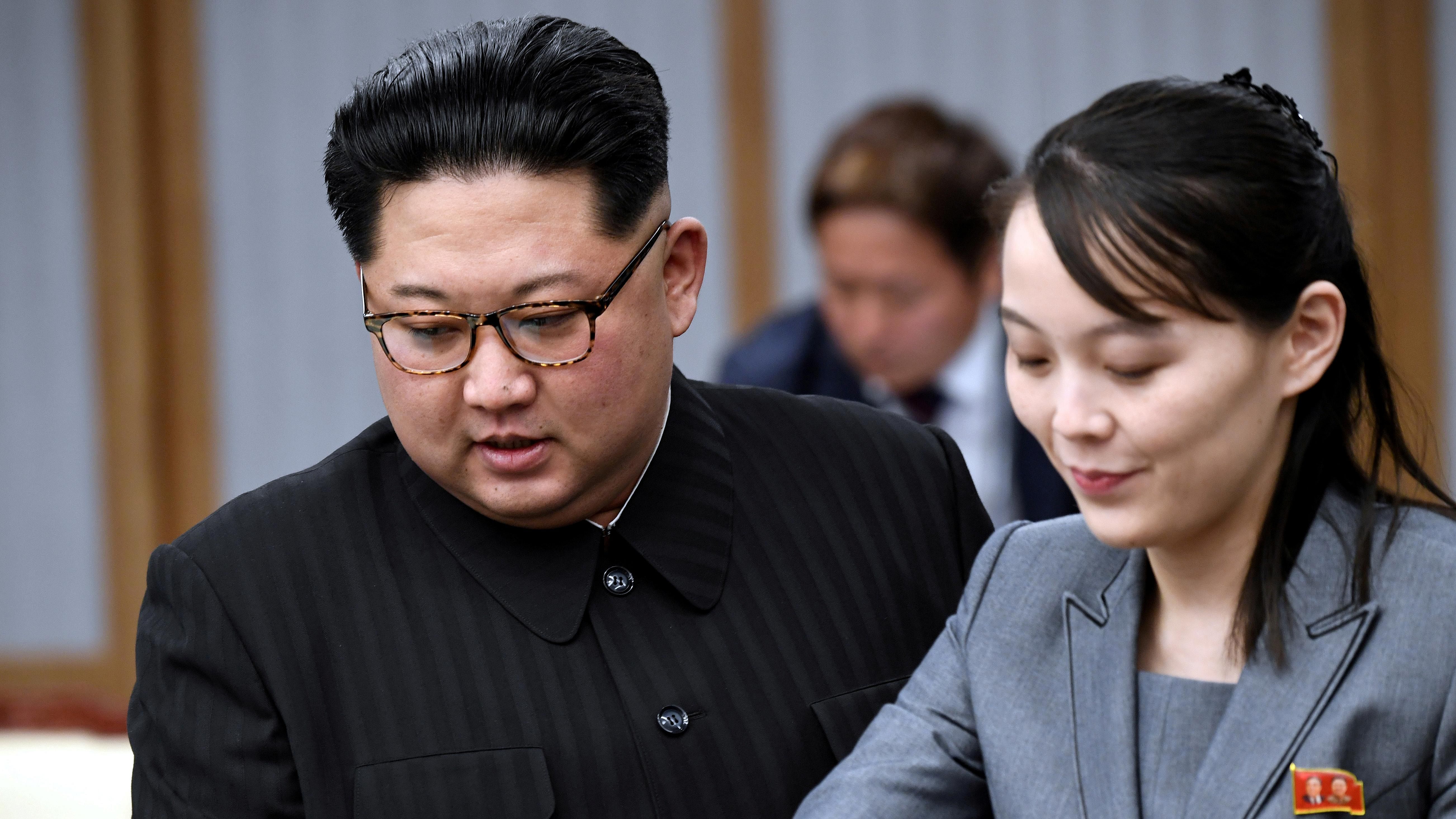 North Korean leader Kim Jong Un and his sister Kim Yo Jong attend a meeting with South Korean President Moon Jae-in at the Peace House at the truce village of Panmunjom inside the demilitarized zone separating the two Koreas, South Korea, April 27, 2018. Credit: Reuters File Photo