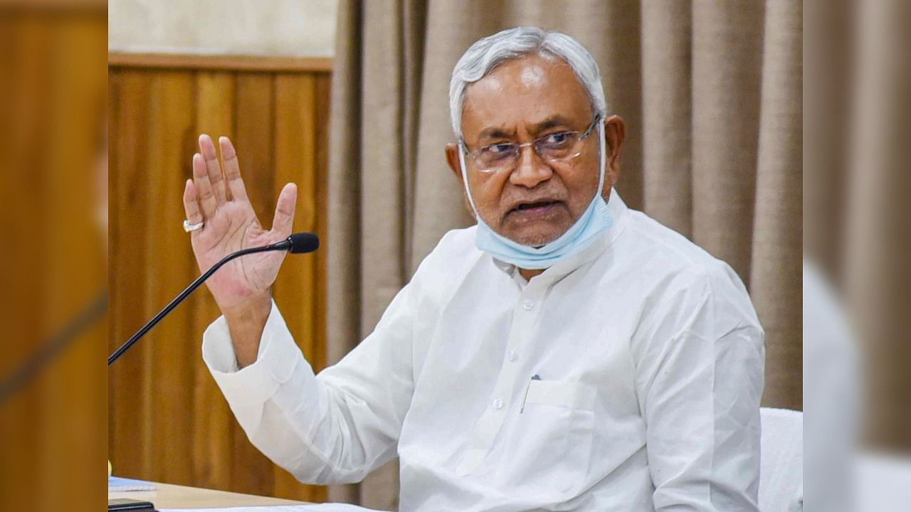 Bihar Chief Minister Nitish Kumar addresses a press conference, in Patna. Credit: PTI FILE PHOTO