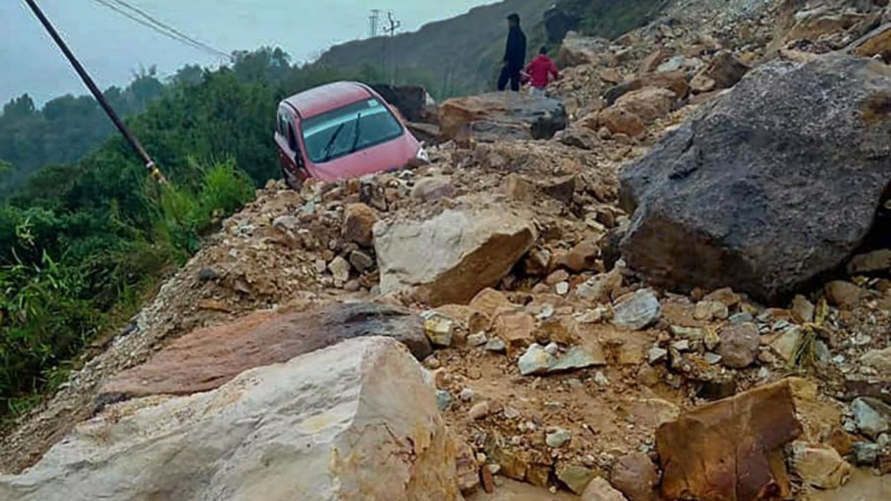 Landslides after rain in Meghalaya. Credit: PTI Photo