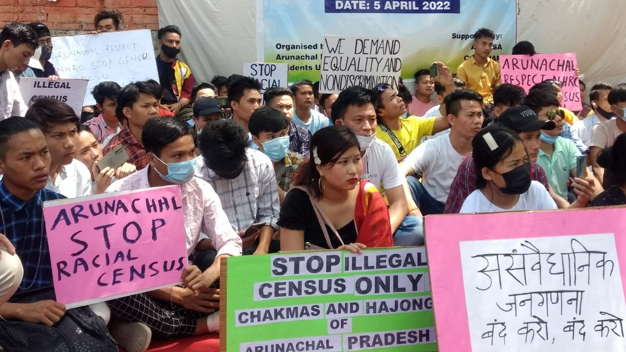 The protesters were led by Arunachal Pradesh Chakma Students' Union and a few other groups. Credit: Special Arrangement