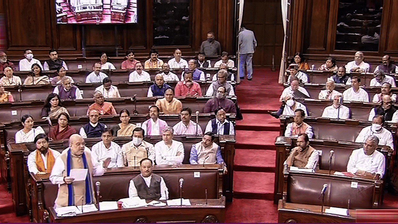 Union Home Minister Amit Shah speaks in the Rajya Sabha. Credit: PTI Photo