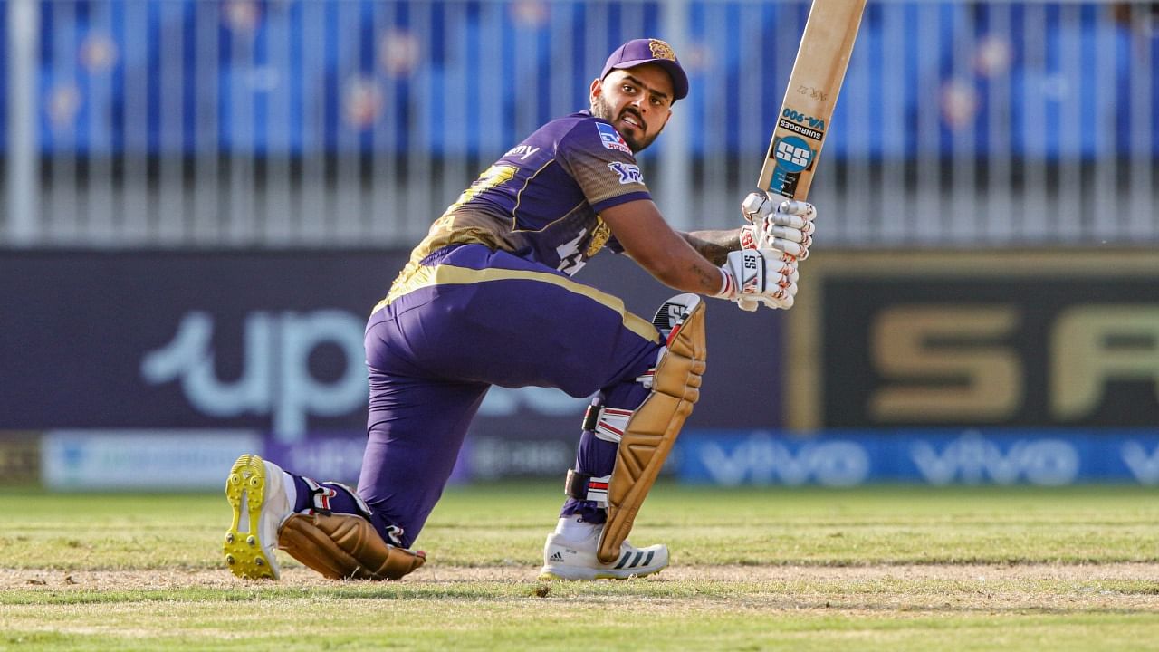 Nitish Rana of Kolkata Knight Riders. Credit: PTI Photo