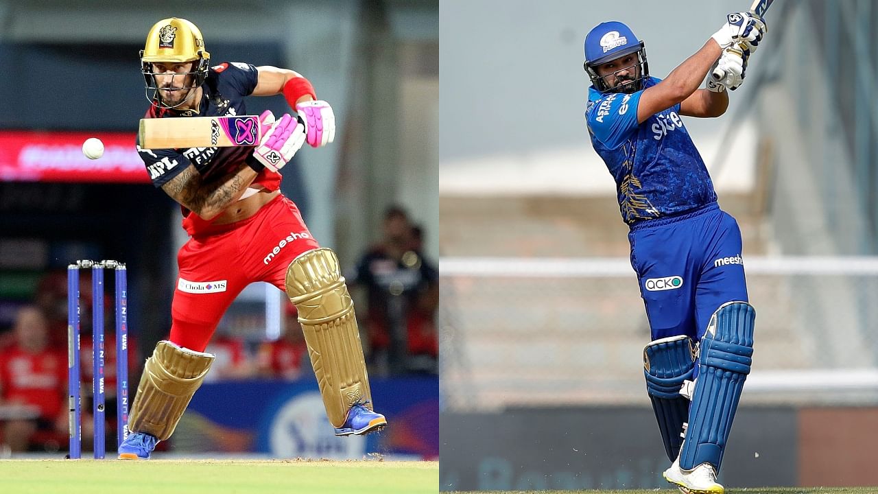 RCB Skipper Faff du Plessis and MI skipper Rohit Sharma. Credit: PTI File Photos