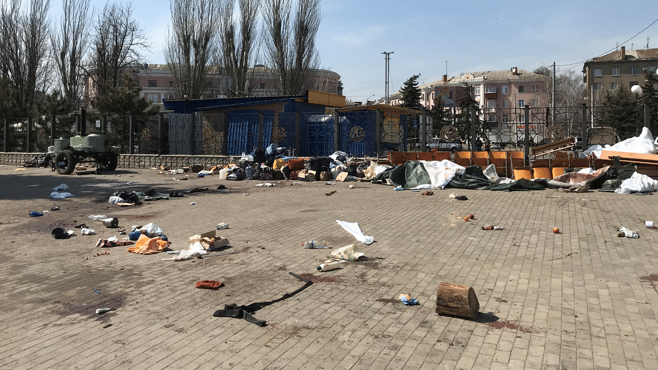 General view shows the site of a missile strike at a rail station, amid Russia's invasion of Ukraine. Credit: Reuters Photo