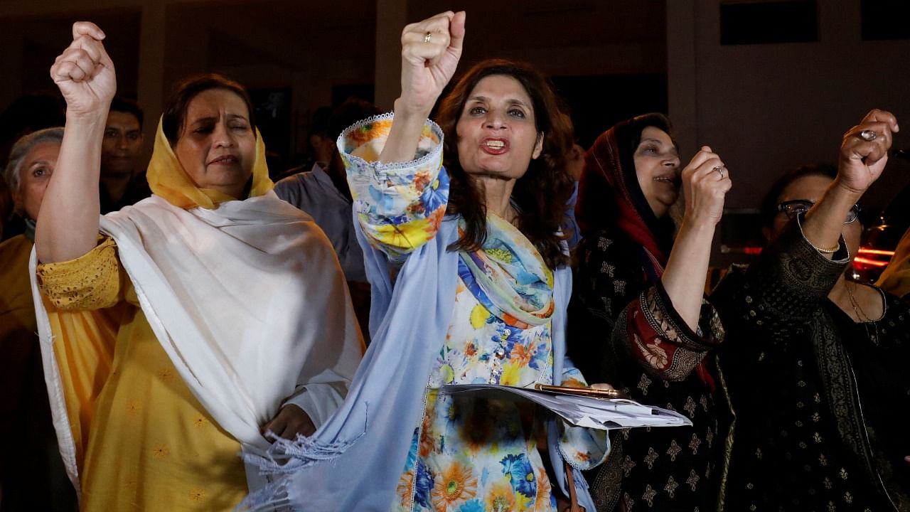 Supporters of Imran Khan protest after he was booted out in a no-trust motion. Credit: Reuters Photo