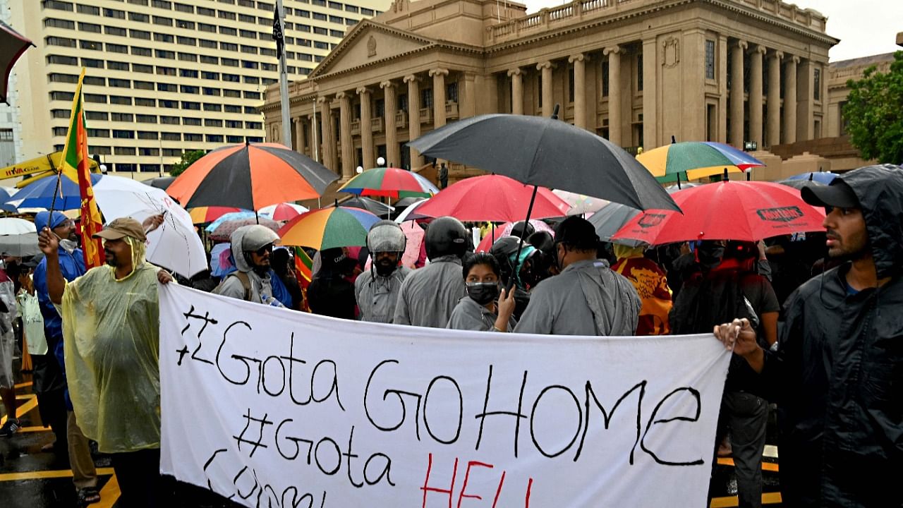 Mounting public anger over the crisis has seen large protests calling for Rajapaksa's resignation. Credit: AFP Photo