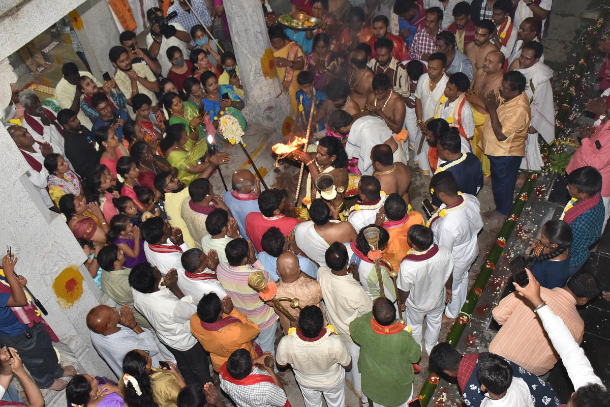 A procession taken out as part of the Karaga Utsava. Credit: DH Photo