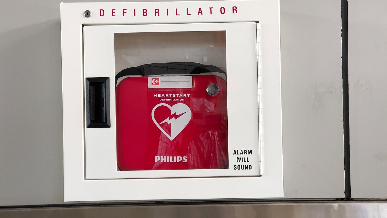 The automated external defibrillators installed at Mangaluru International Airport. Credit: Special arrangement