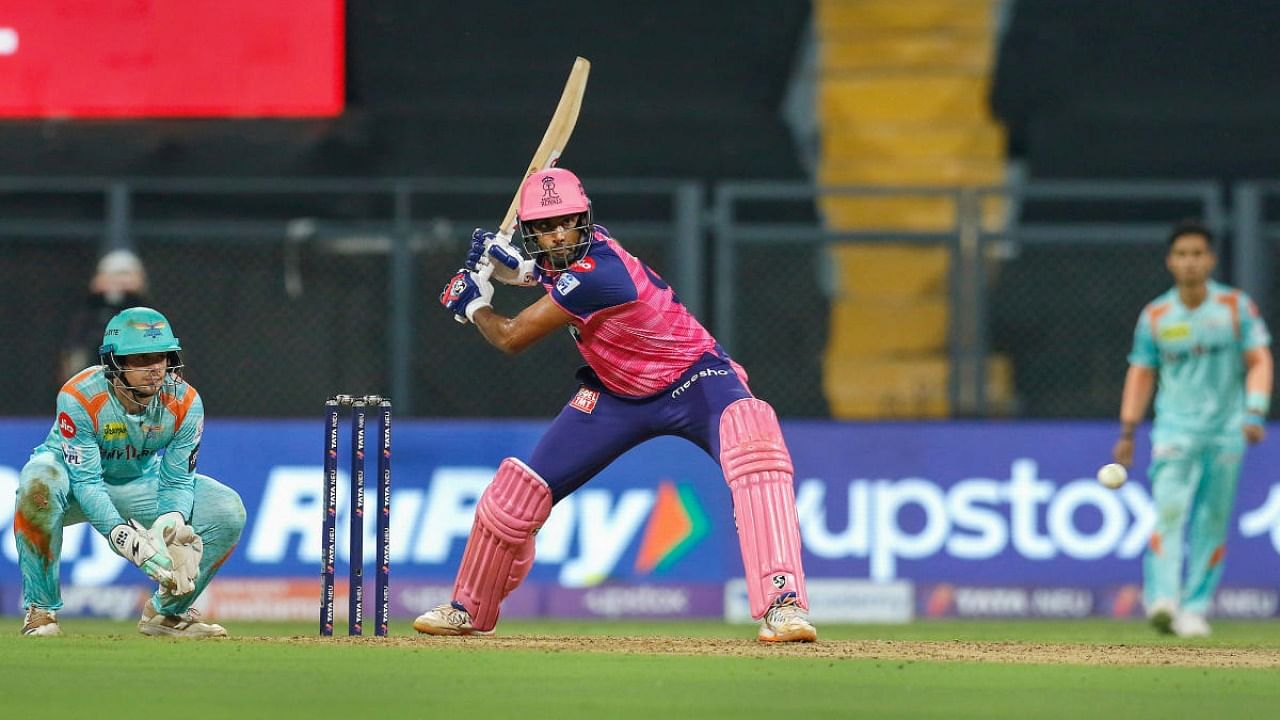 Ravichandran Ashwin of Rajasthan Royals in action during match 20 of the Indian Premier League 2022 cricket tournament between the Rajasthan Royals and the Lucknow Super Giants, at the Wankhede Stadium in Mumbai, Sunday, April 10, 2022. Credit: PTI Photo