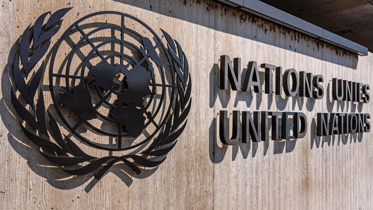 United Nations sign located outside the United Nations Office in Geneva. Credit: Getty Images