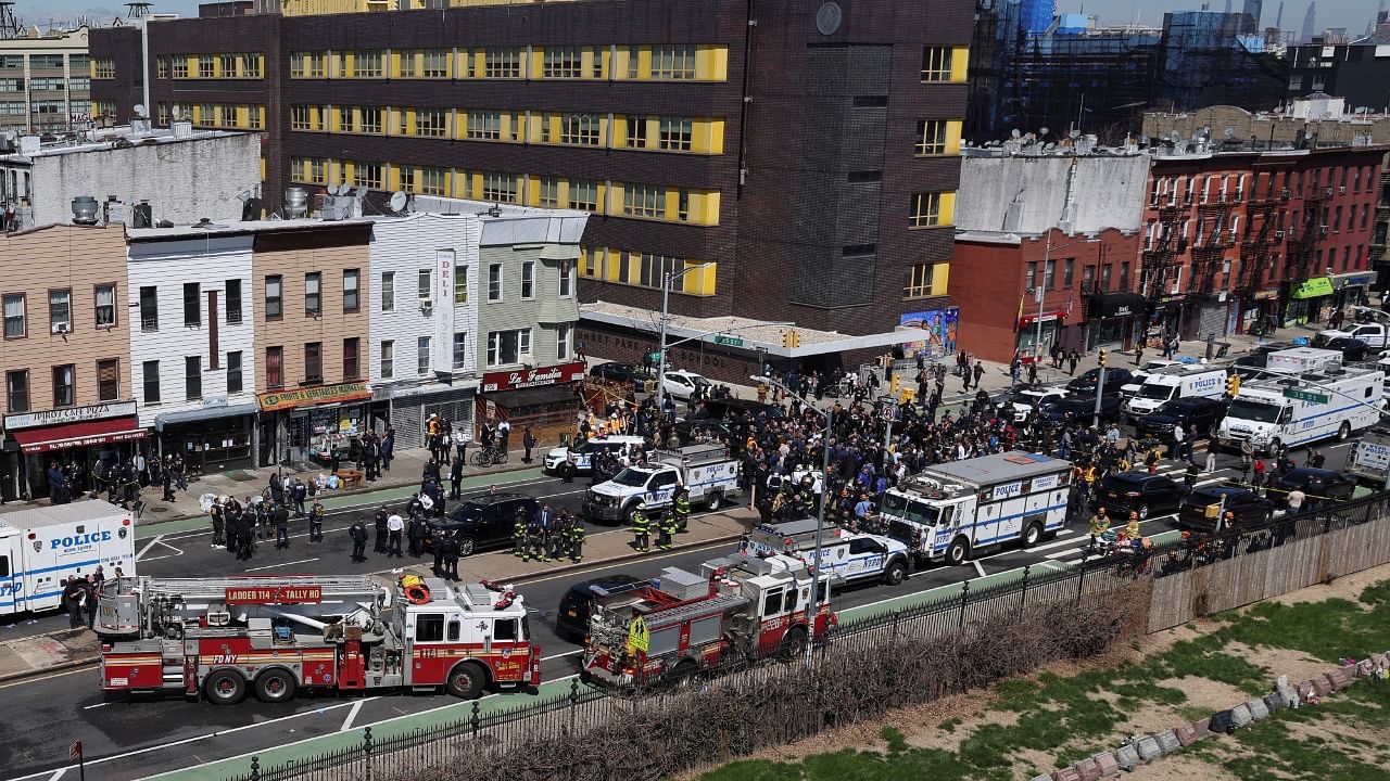 the scene of a shooting at a subway station in the Brooklyn borough of New York City. Credit: Reuters Photo