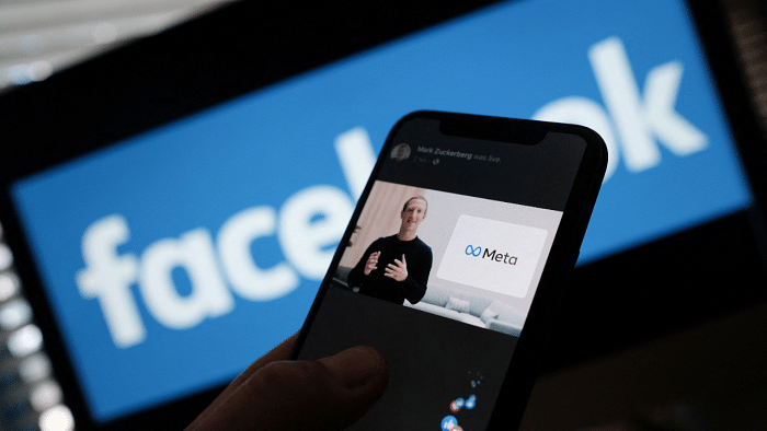 Facebook CEO Mark Zuckerberg unveiling the META logo. Credit: AFP Photo