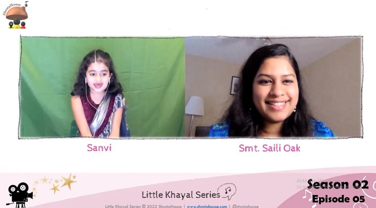 Sanvi, a student with ShrotaHouse, in conversation with singer Saili Oak in an episode of ‘Little Khayal Series’, a YouTube series where kids interview musical experts.