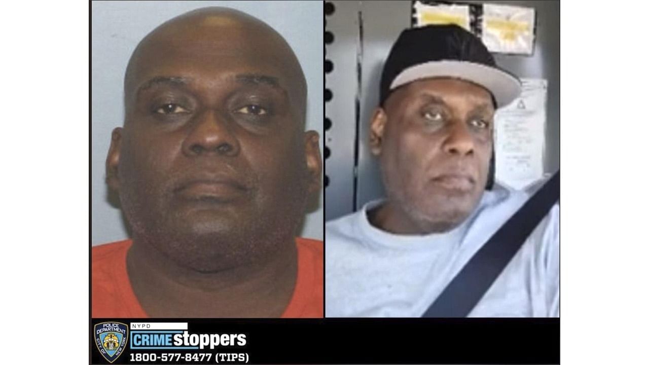 This image provided by the New York City Police Department shows a Crime Stoppers bulletin displaying photos of Frank R. James, 62, who has been identified by police as the renter of a U-Haul van possibly connected to the Brooklyn subway shooting, in New York, Tuesday, April 12, 2022. Police Chief of Detectives James Essig said investigators weren't sure whether James had any link to the subway attack. Credit: AP/PTI Photo