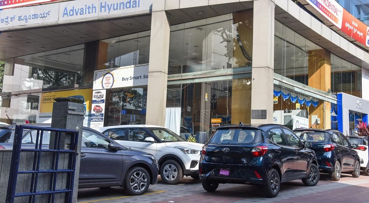 Hyundai showroom. Credit: DH Photo/S K Dinesh