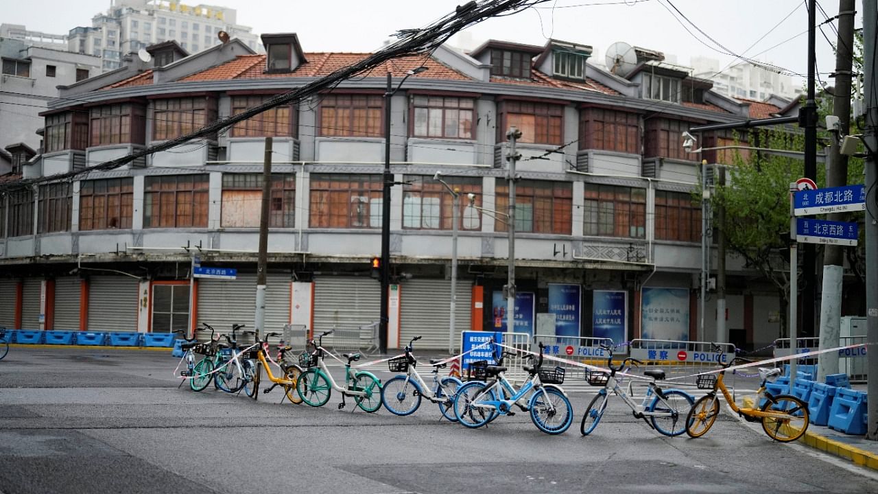 A view of a locked down street in Shanghai. Credit: Reuters Photo