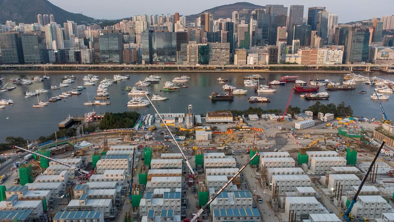 A view of temporary isolation facilities set up in Hong Kong. Credit: AFP Photo