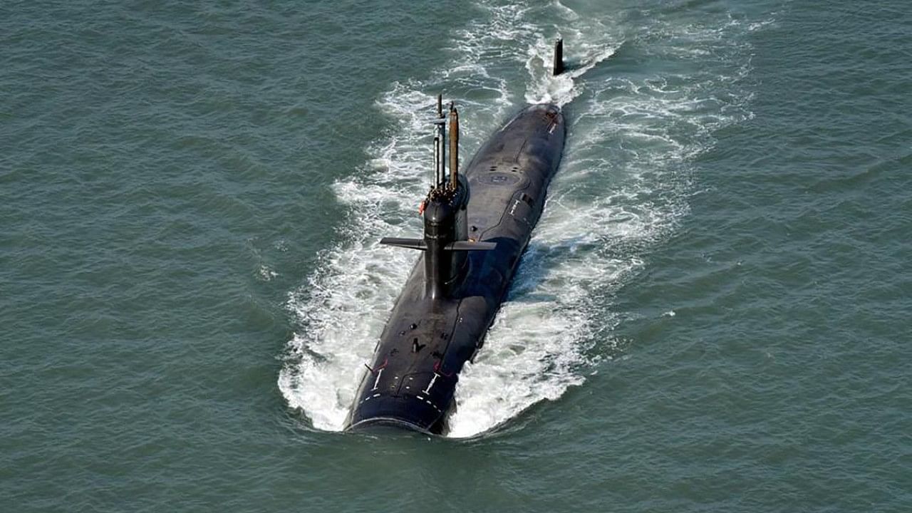 Fourth Scorpene-class submarine Vela. Credit: PTI Photo