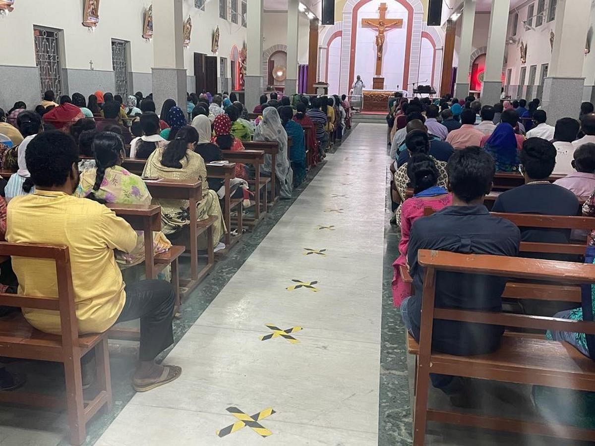 Extra seating is being arranged at St Michael’s Church, Shanthinagar, as the church is expecting more people to attend this year after a lull since the Covid broke out.