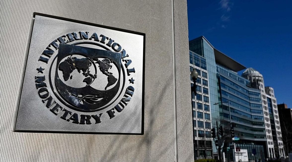 This file photo shows the seal for the International Monetary Fund (IMF) in Washington, DC. Credit: AFP