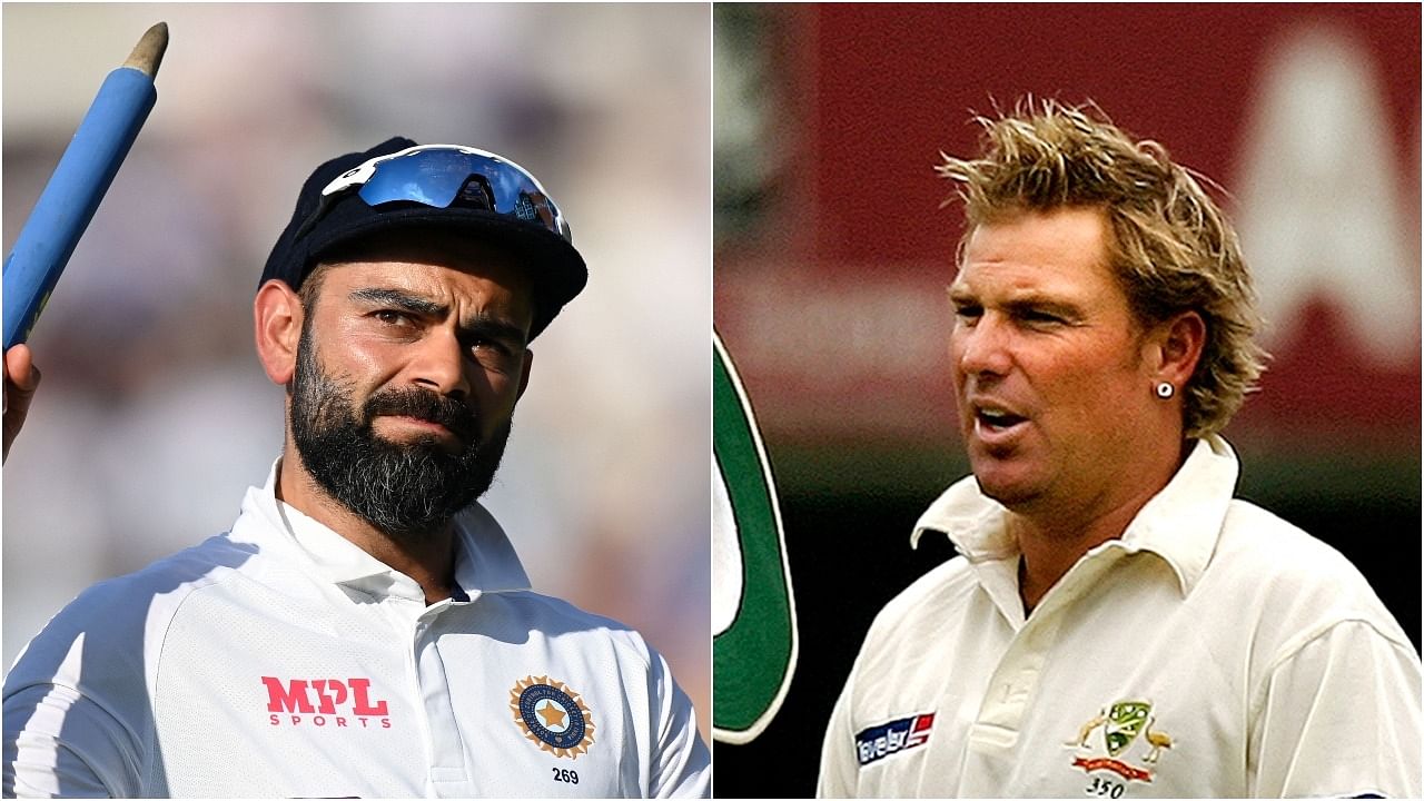 India batter Virat Kohli and late Australian spinner Shane Warne. Credit: Agency Photos