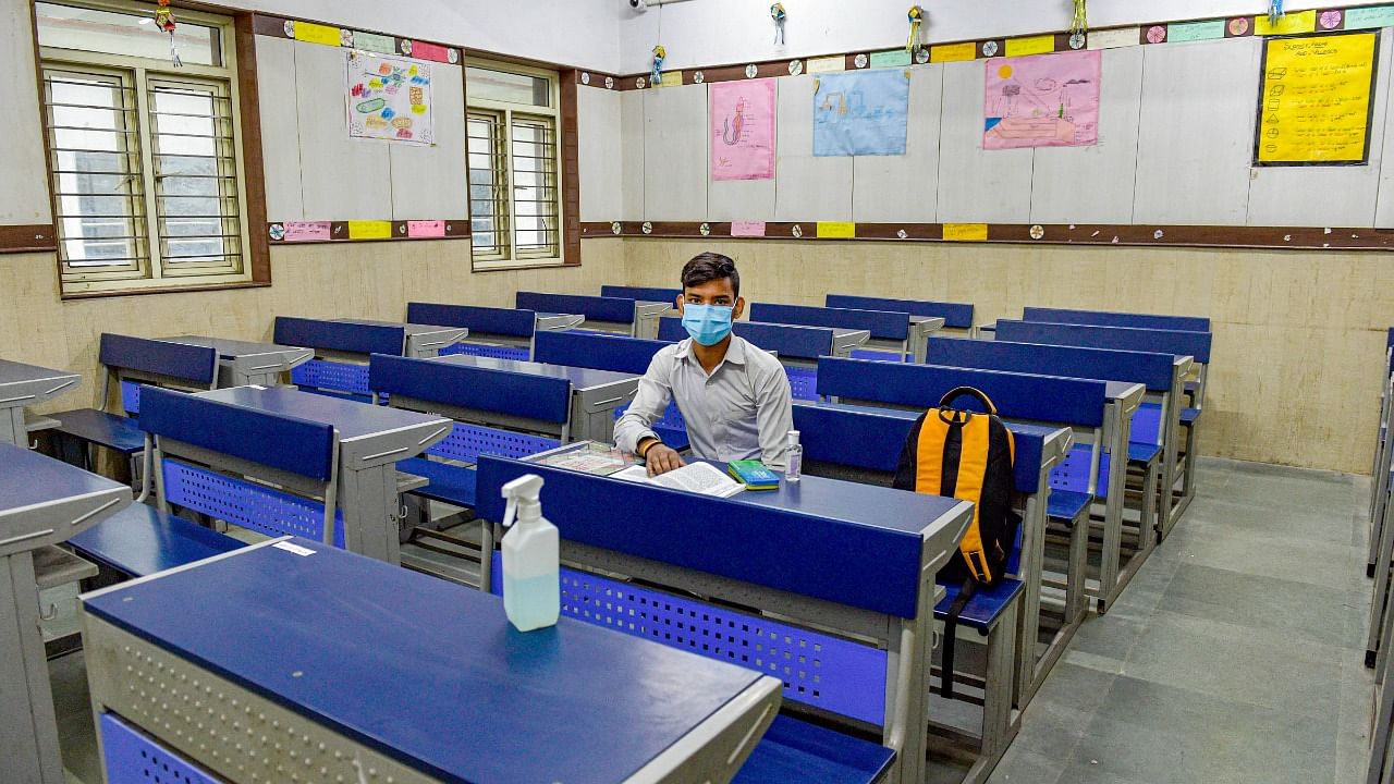 Reports of infections from schools have triggered concerns weeks after they opened for completely offline classes following a two-year gap due to the pandemic. Credit: PTI Photo