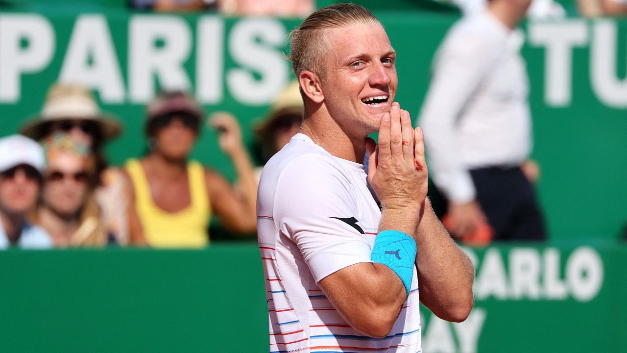 pain's Alejandro Davidovich Fokina celebrates winning his semi final match against Bulgaria's Grigor Dimitrov. Credit: Reuters Photo