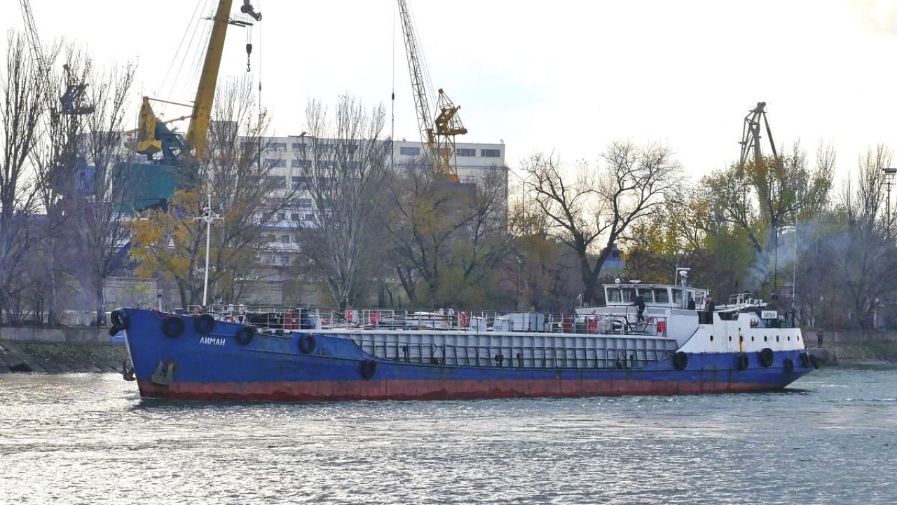 The merchant fuel ship which sank off the coast of Gabes in Tunisia on April 15, 2022 is seen this handout picture taken in Rostov-on-Don, Russia. Credit: Dmitry Frolov/Handout/Reuters photo
