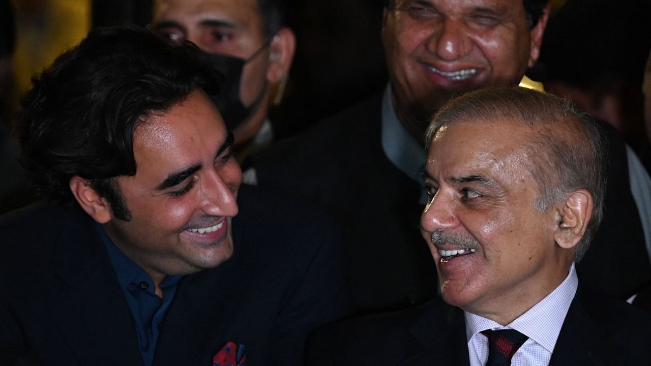 Bilawal Bhutto-Zardari (L) with Pakistan PM Shahbaz Sharif. Credit: AFP Photo
