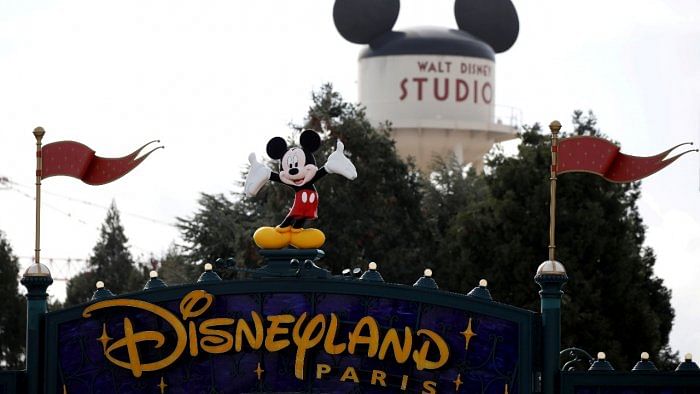 Disney character Mickey Mouse is seen above the entrance of Disneyland Paris. Credit: Reuters File Photo