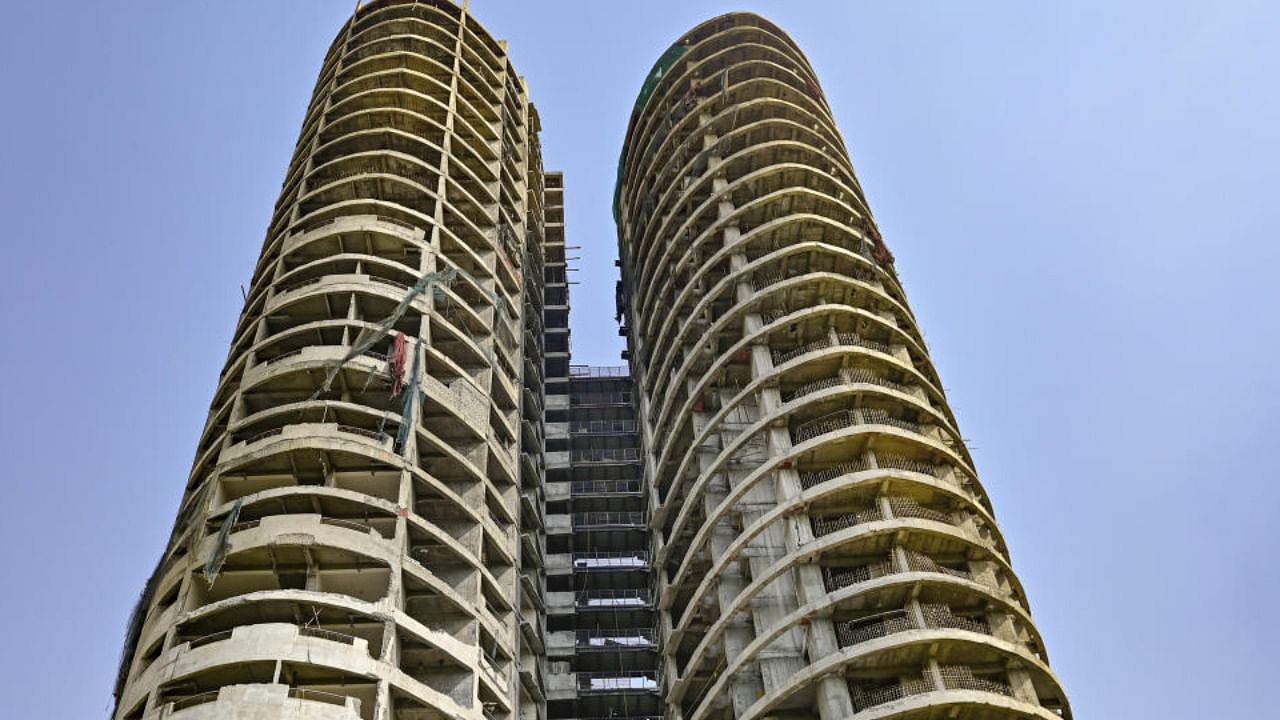 A view of the Supertech twin towers in Sector 93A, Noida. Credit: PTI Photo