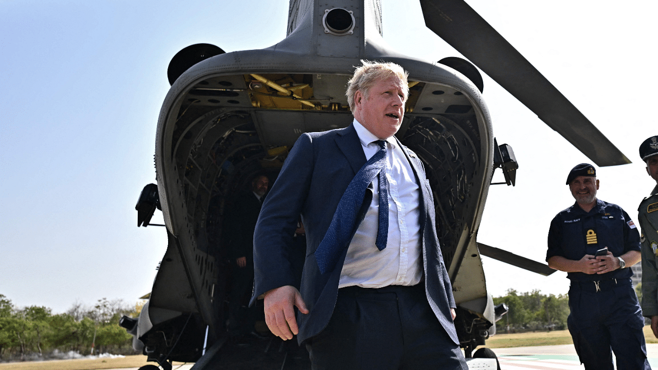 British Prime Minister Boris Johnson is in India for a two-day visit to further expand ties between the two countries. Credit: AFP Photo