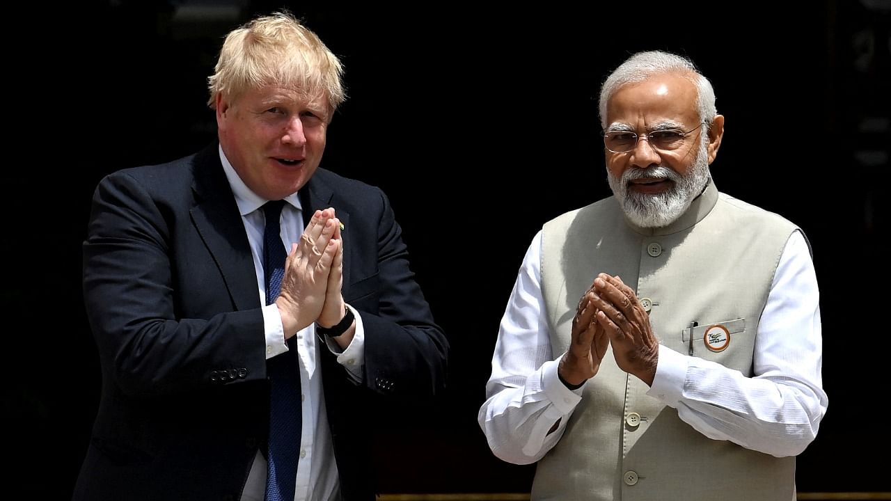 Narendra Modi and Boris Johnson. Credit: Reuters Photo