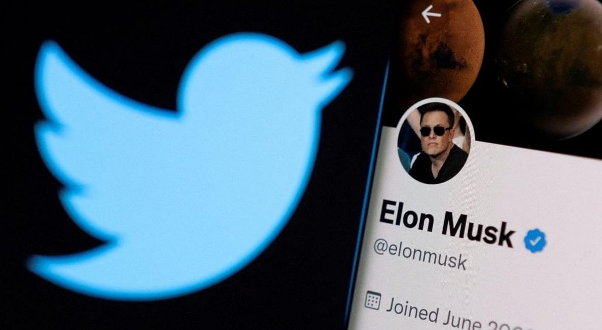 A photo illustration shows Elon Musk's twitter account. Credit: Reuters