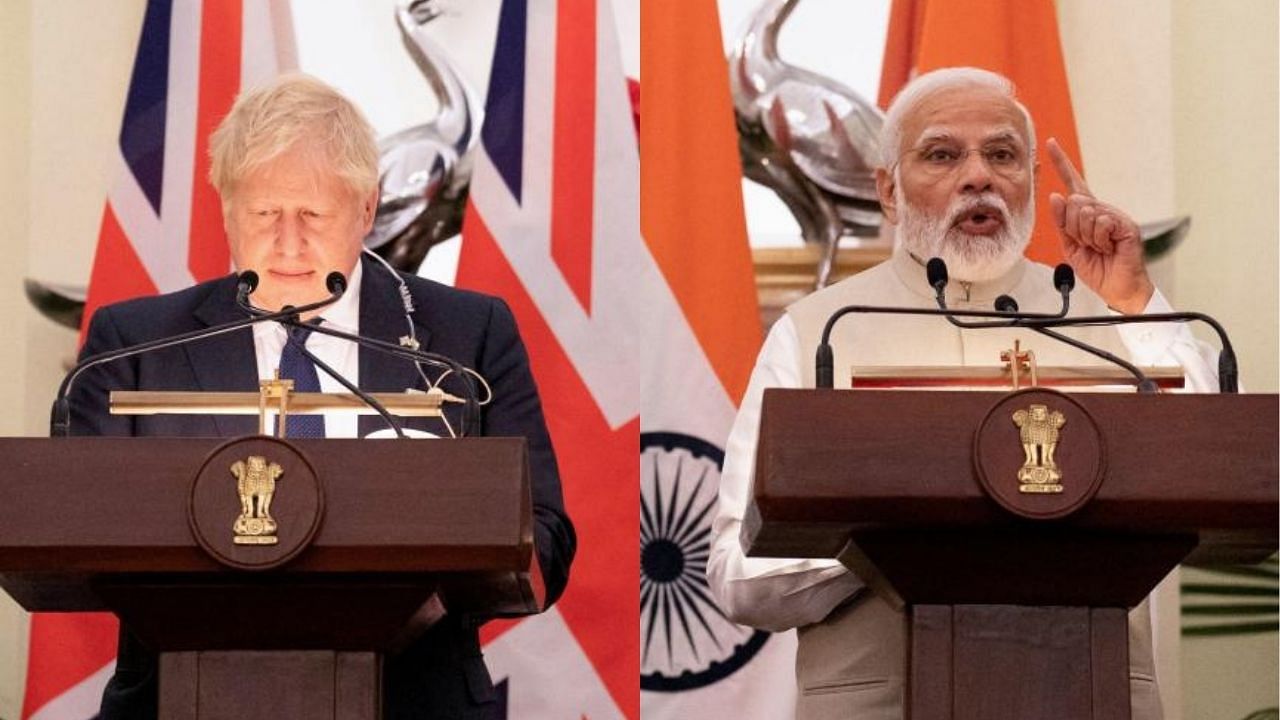 UK PM Boris Johnson and India PM Narendra Modi. Credit: Reuters Photo