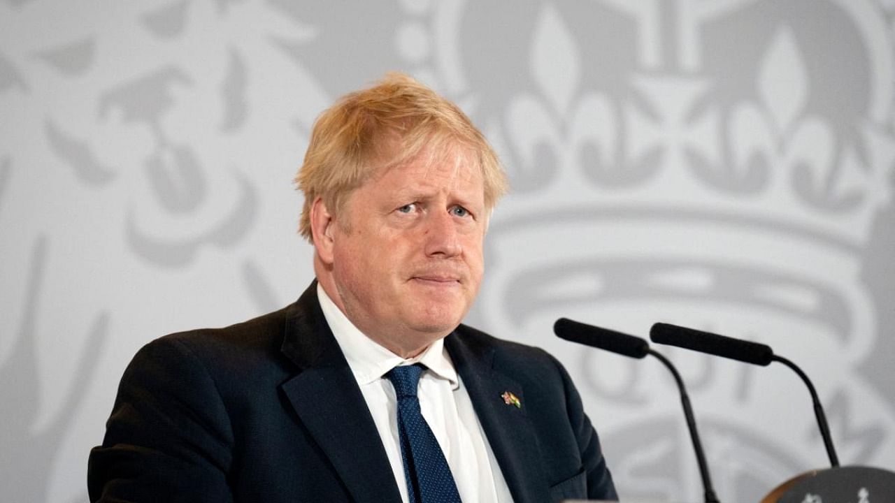 Britain’s Prime Minister Boris Johnson pauses during a press conference in New Delhi. Credit: AFP Photo