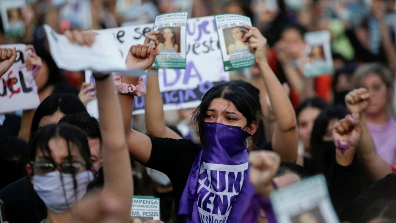 Protest following the death of Debanhi Escobar, in Monterrey. Credit: Reuters Photo