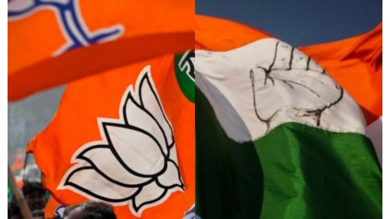 BJP and Congress flags. Credit: AFP/Getty Images Photos