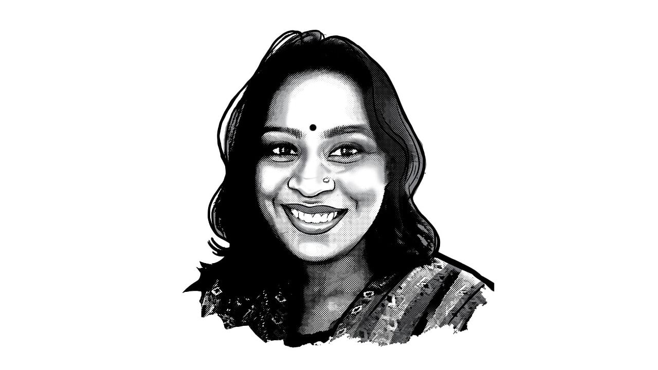 Aarthi Ramachandran, a writer and journalist, seeks to make signposts for those getting lost, like herself. Credit: DH Illustration