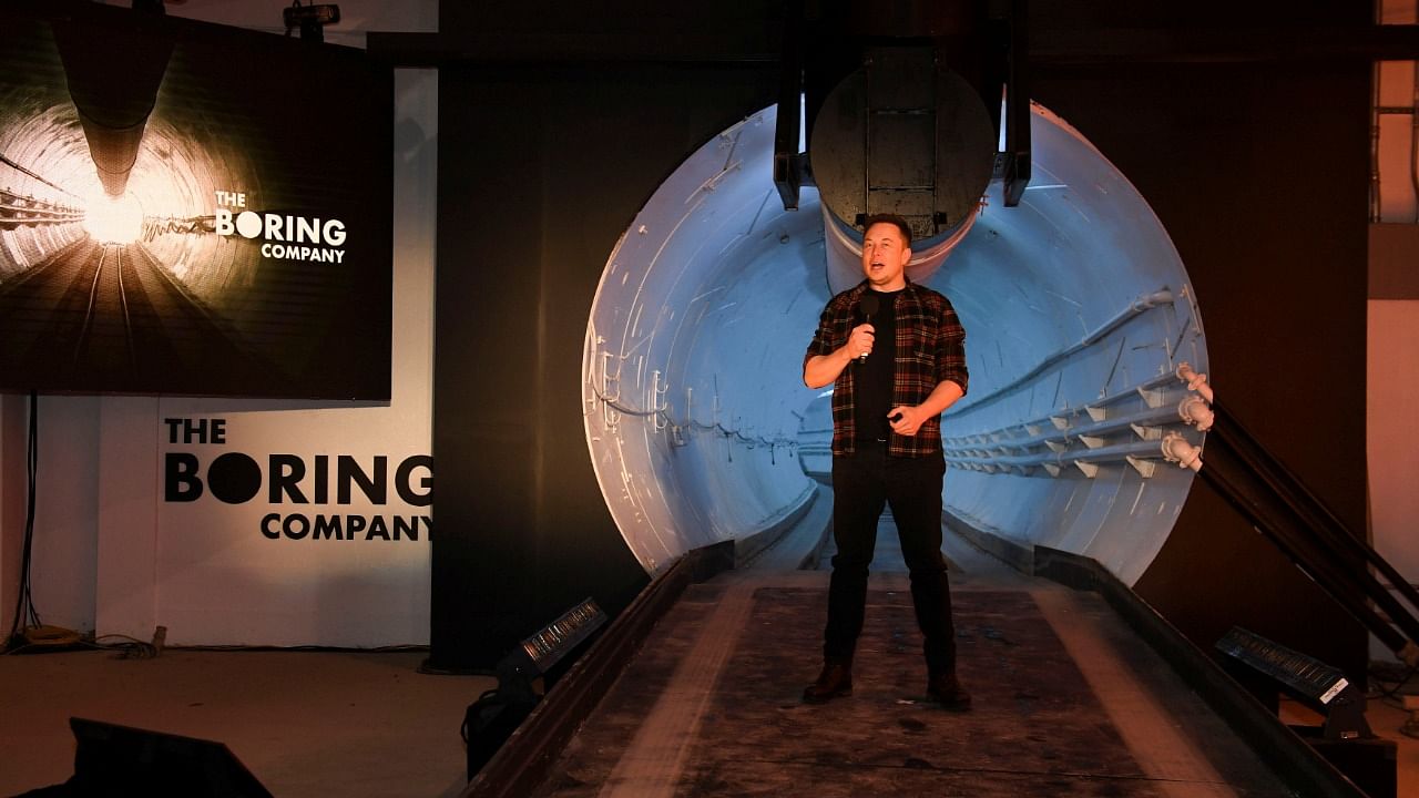 Musk, at a presentation of The Boring Company, in 2018. Credit: Reuters File Photo