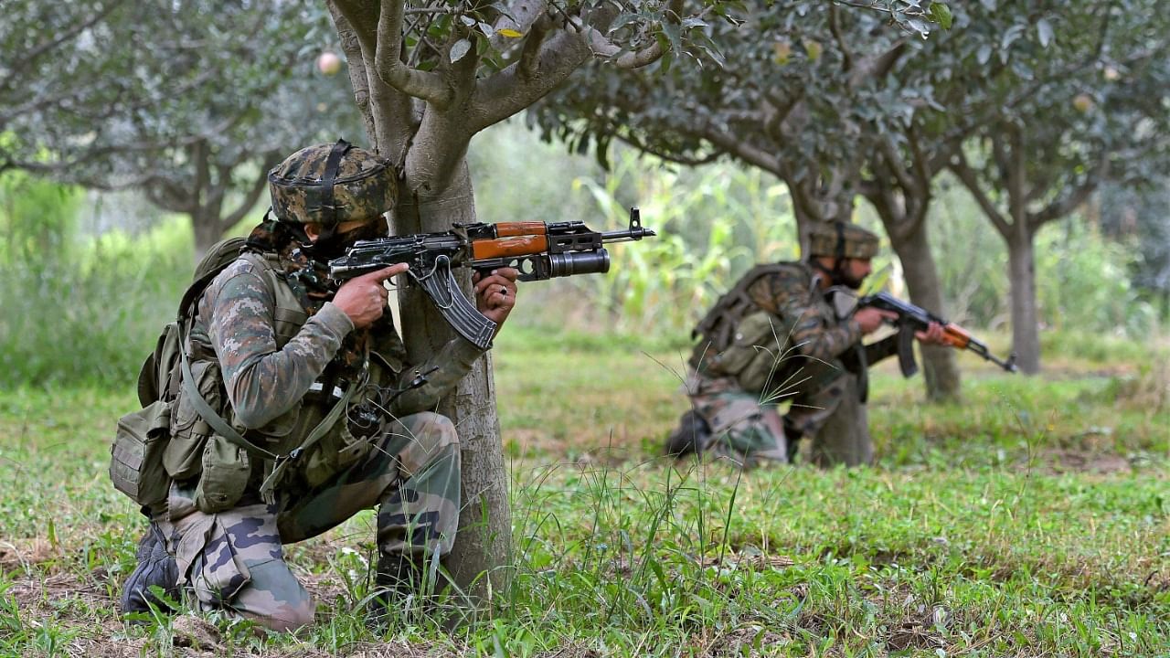 A file photo of Indian Army personnel during an encounter in Jammu and Kashmir. Credit: PTI Photo