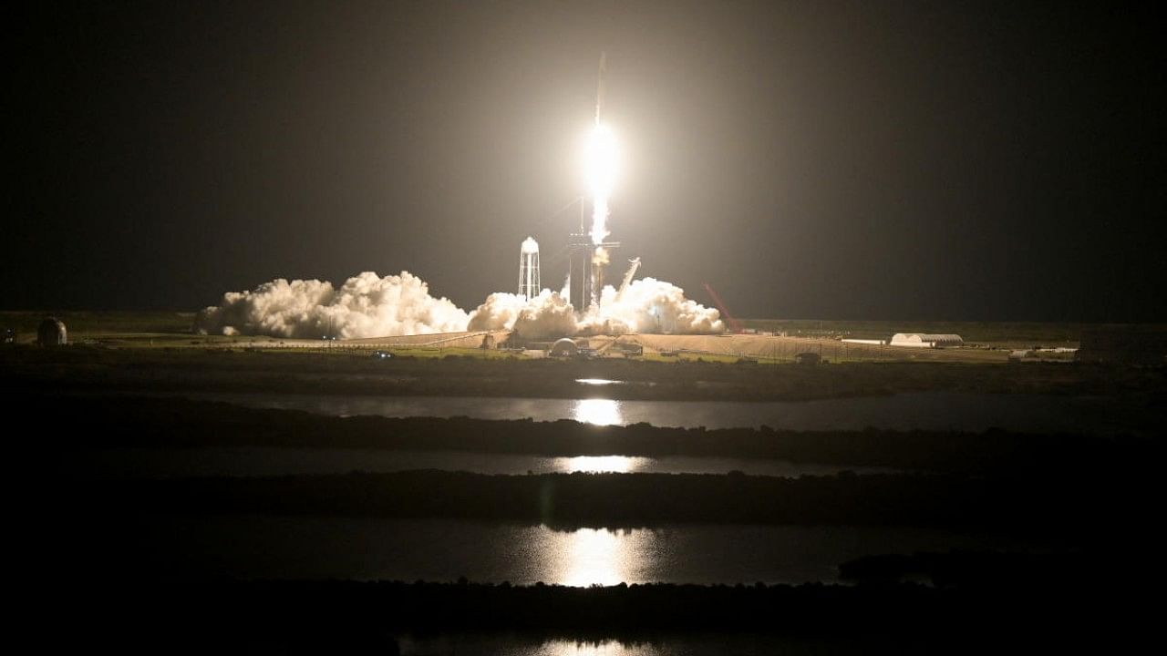 A SpaceX Falcon 9 rocket lifts off carrying four astronauts on a six-month expedition to the International Space Station, at Cape Canaveral. Credit: Reuters Photo