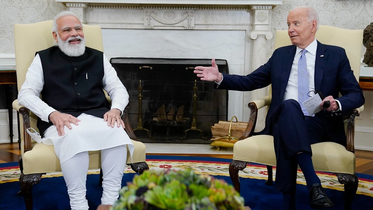 PM Narendra Modi (L) with US President Joe Biden. Credit: AP/PTI File Photo