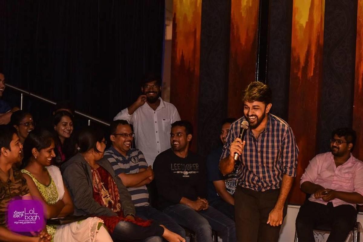 Anup Maiya, co-founder and manager of Lolbagh comedy team, has been involved in open mics, impromptu and mad ads in Kannada since 2016.