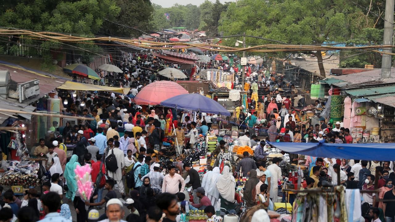Crowd gathers at market ahead of Eid al-Fitr festival in Old Delhi. Credit: Reuters Photo