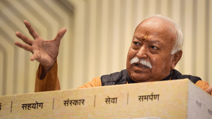 Rashtriya Swayamsevak Sangh (RSS) Chief Mohan Bhagwat. Credit: PTI Photo