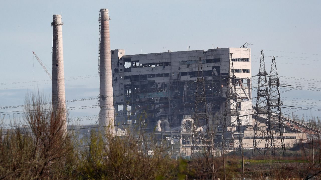 A view shows a damaged facility of Azovstal Iron and Steel Works during Ukraine-Russia conflict in Mariupol. Credit: Reuters File Photo